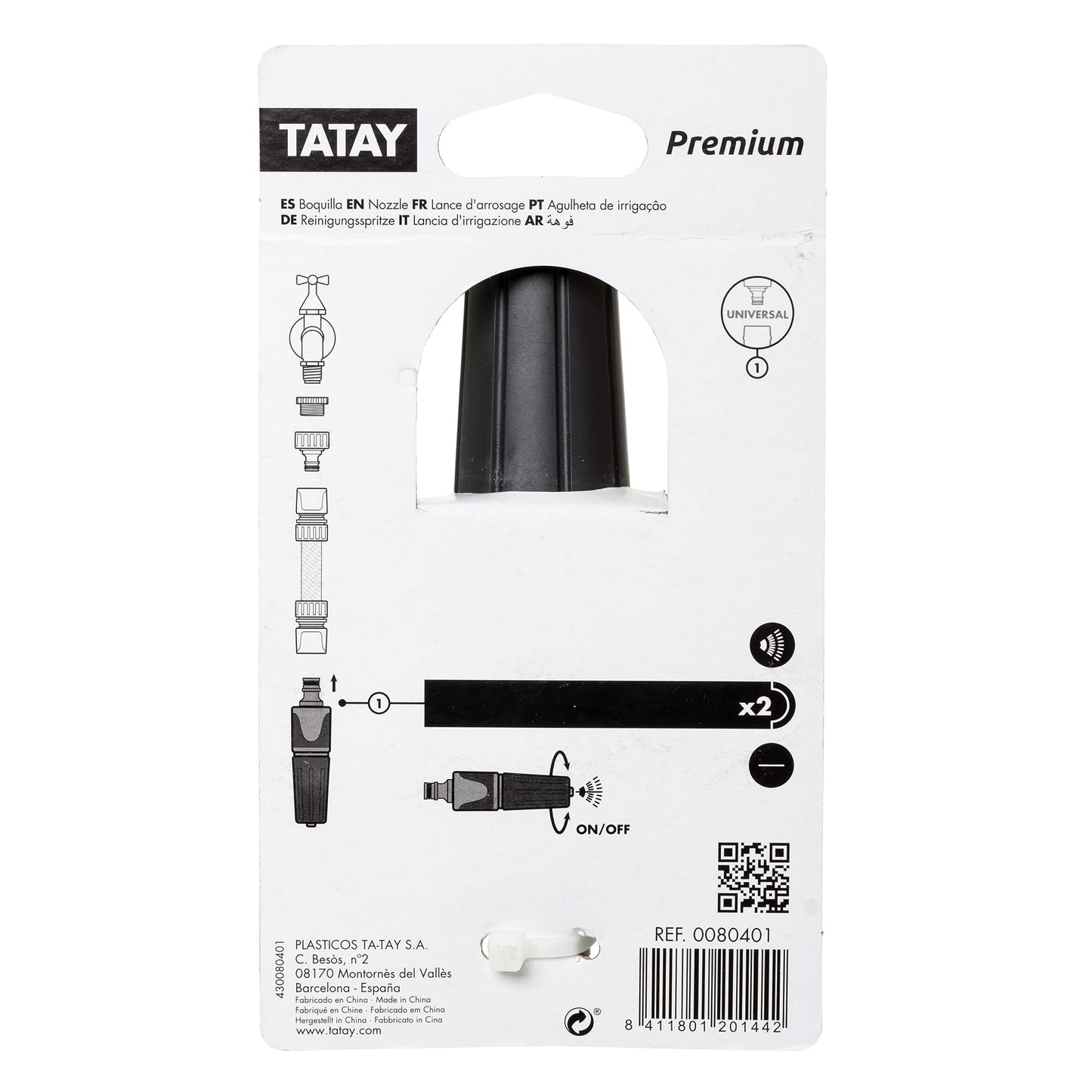 TATAY Premium Universal Hose Nozzle Connector 2-Position in Grey - Heavy Duty