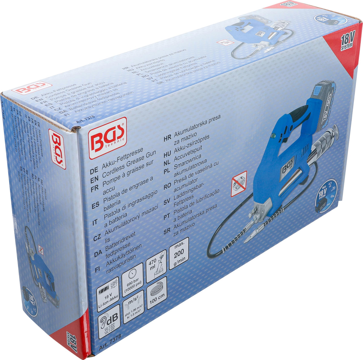 BGS 7378 Cordless Grease Gun 18V Without Rechargeable Battery