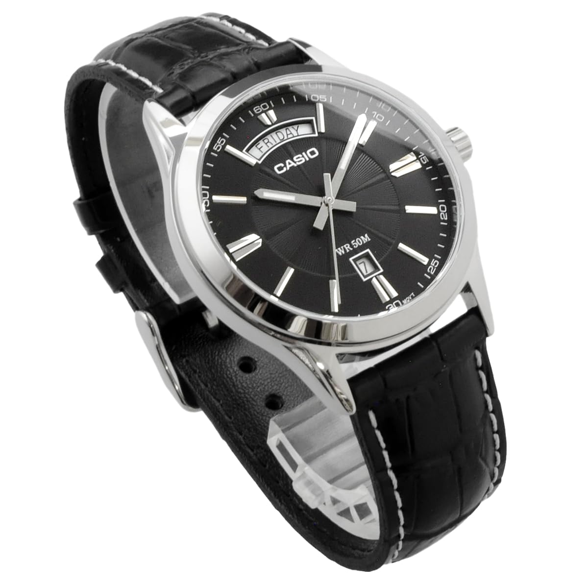 Casio MTP-1381L Black Analog Quartz Men's Watch & Classic Leather Strap