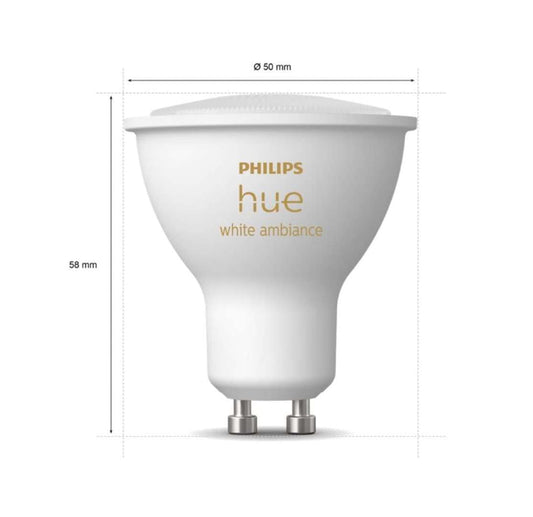 Philips Hue GU10 Smart Bulbs 2 Pack - White Ambiance LED