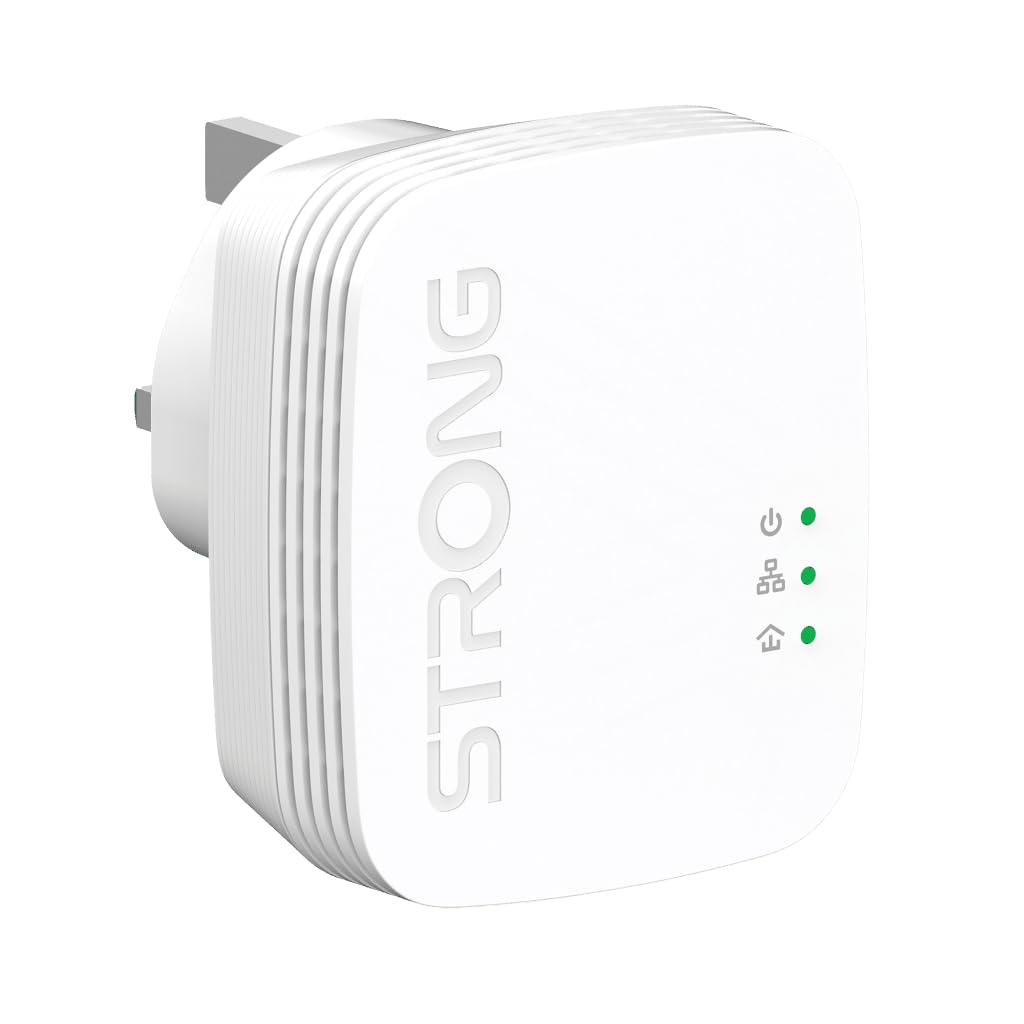 Strong POWERL600DUOMINIUK AV600 Mini Powerline Adapter Starter Kit, Pack of 2, Up to 300m Range, No Configuration Required, UK Plug White
