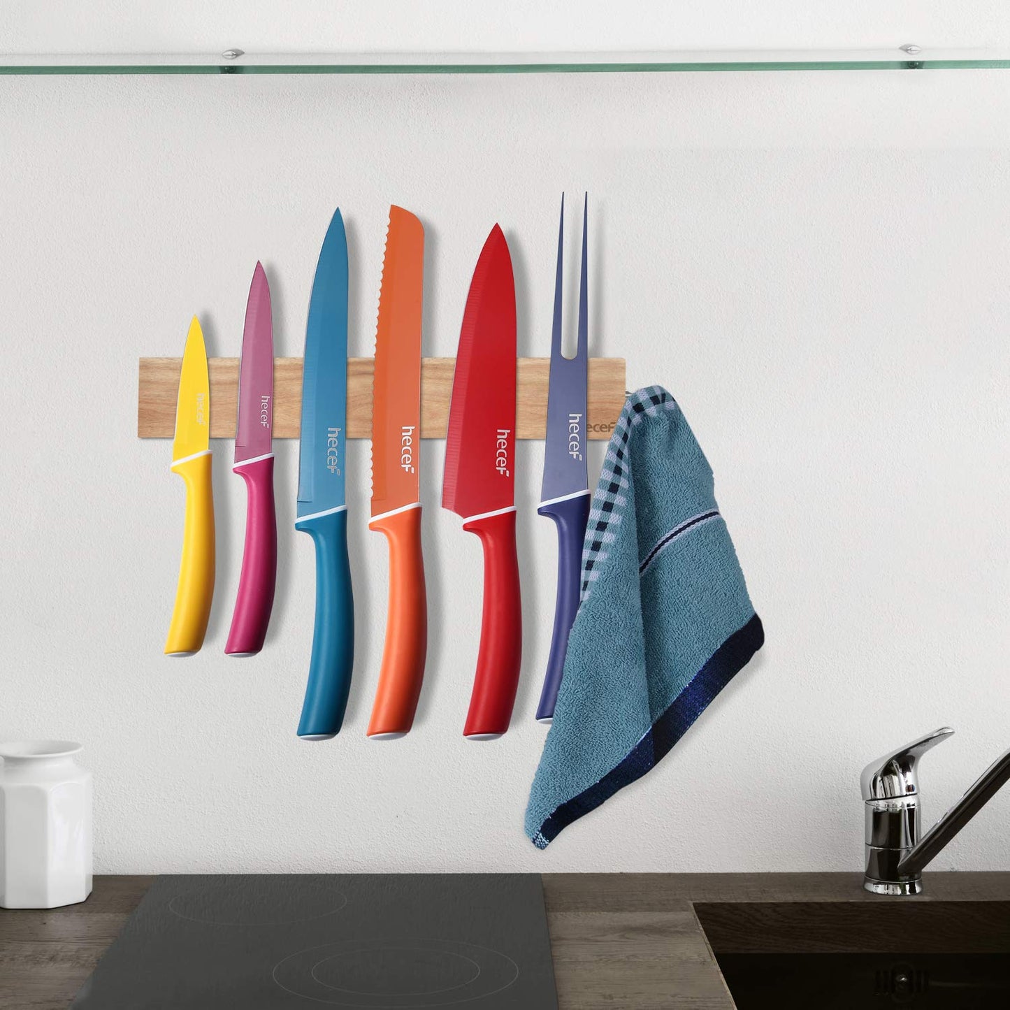 Colourful Knives Set of 6 Stainless Steel Sharp Blade Non-Stick by Homeslates