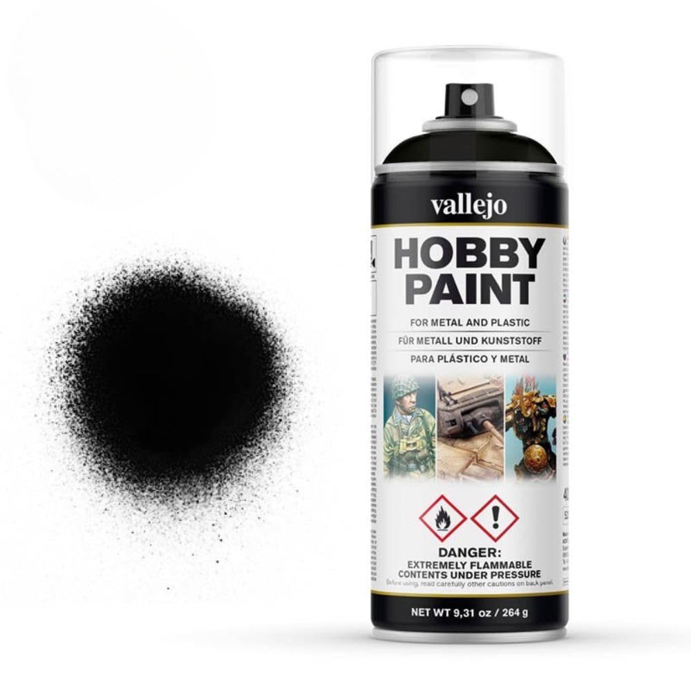 Vallejo Nero Black Primer Spray 400ml - Smooth Base Coat