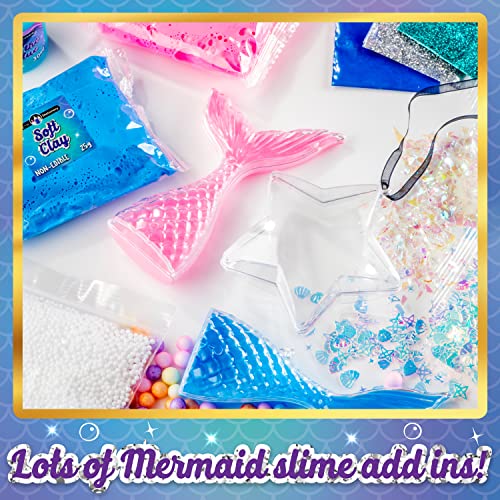 Original Stationery Mermaid Slime for Girls, 35 Pieces to Make DIY Glow in The Dark Slime with Lots of Glitter Slime Add Ins, Great Mermaid Gifts for Girls 9-12