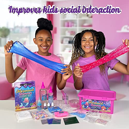 Original Stationery Mermaid Slime for Girls, 35 Pieces to Make DIY Glow in The Dark Slime with Lots of Glitter Slime Add Ins, Great Mermaid Gifts for Girls 9-12
