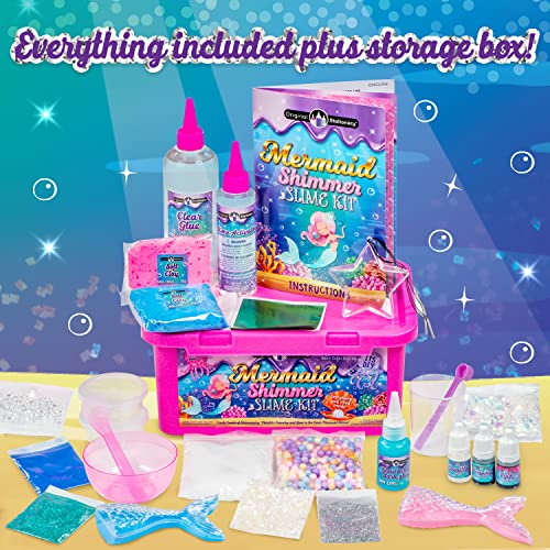 Original Stationery Mermaid Slime for Girls, 35 Pieces to Make DIY Glow in The Dark Slime with Lots of Glitter Slime Add Ins, Great Mermaid Gifts for Girls 9-12