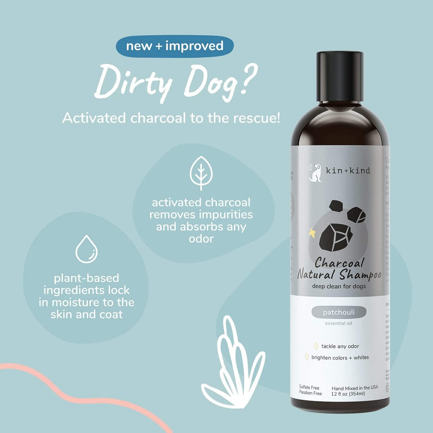 kin+kind Activated Charcoal Dog Shampoo - Itch Relief