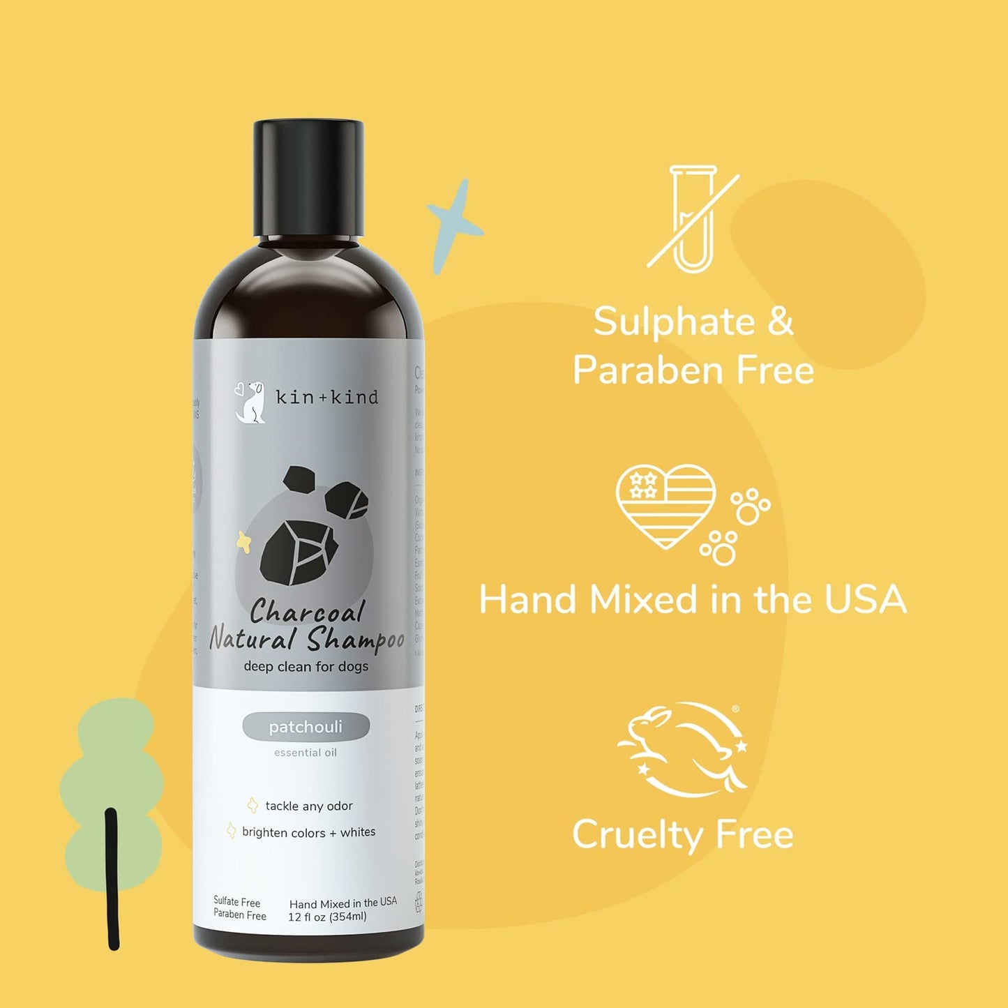 kin+kind Activated Charcoal Dog Shampoo - Itch Relief