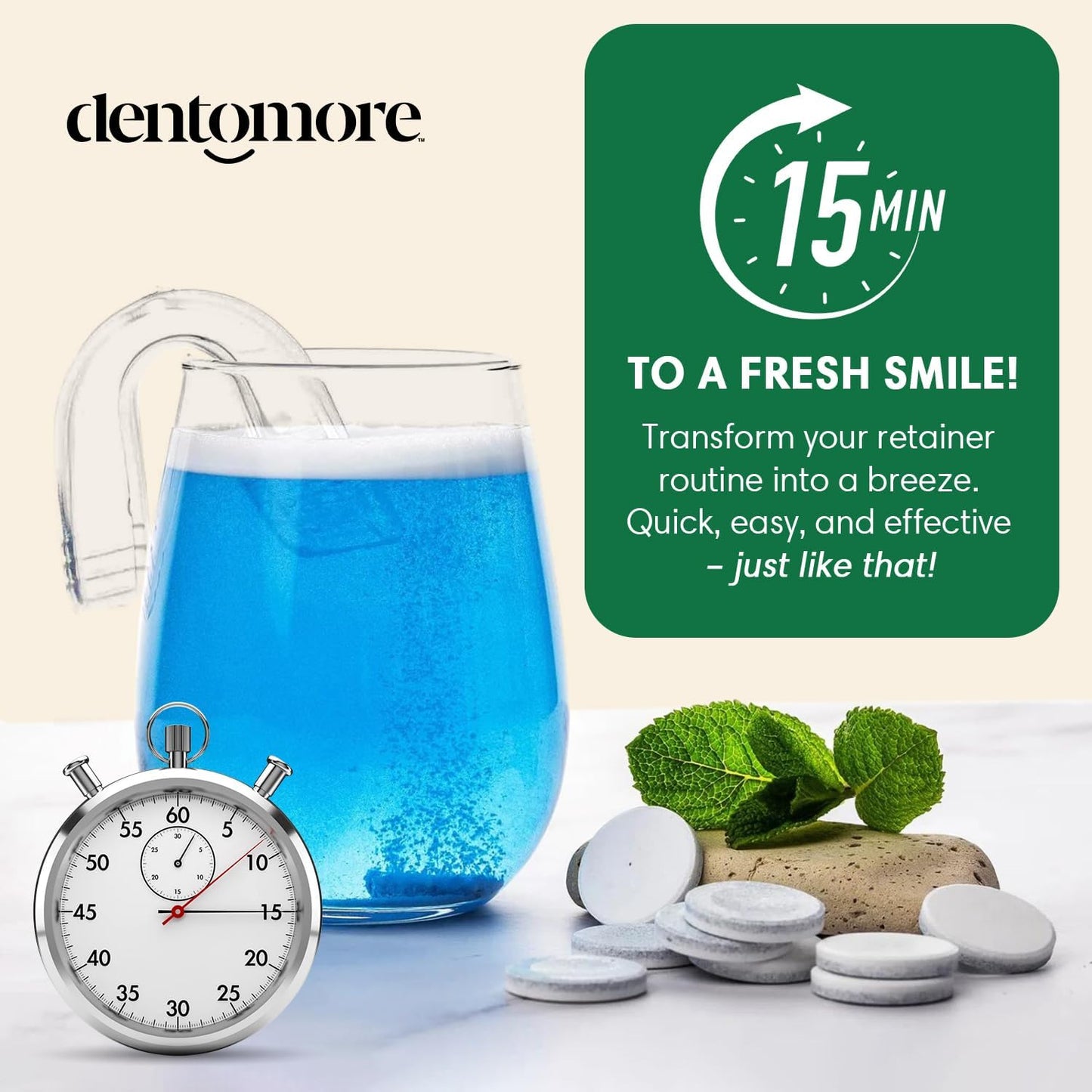 Dentomore Powerful Retainer Cleaner Tablets - 120 Tabs - 4 Months Supply