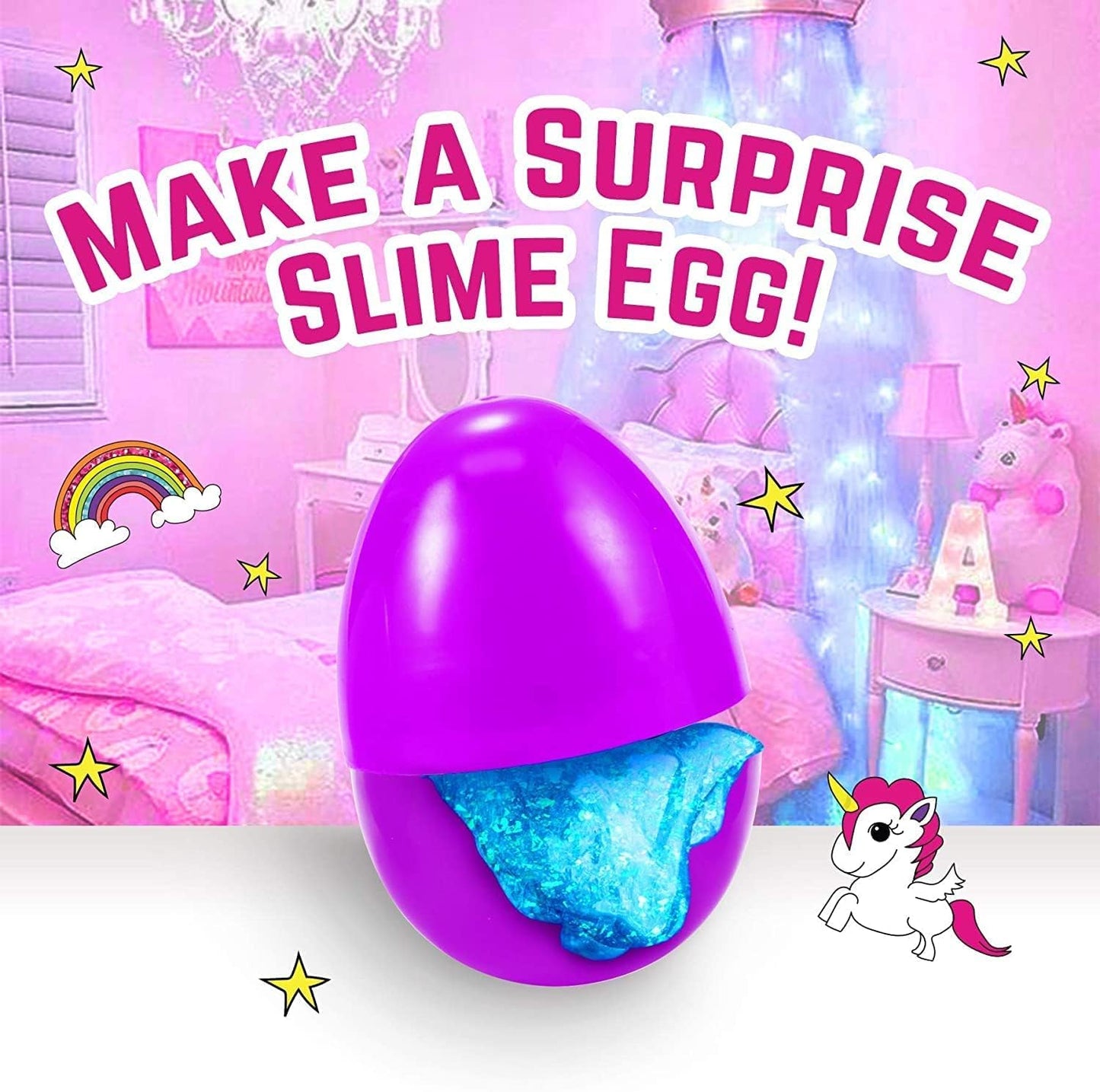 GirlZone Unicorn Egg Sparkly Surprise Slime Kit for Kids