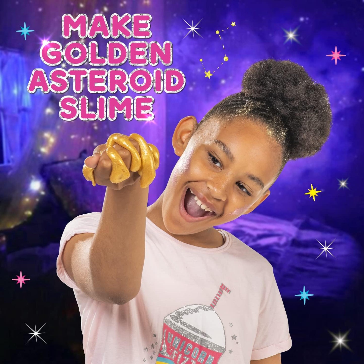 Original Stationery Cosmic Shimmer Unicorn Slime Kit for Kids, Glitter Glow in the Dark Gift