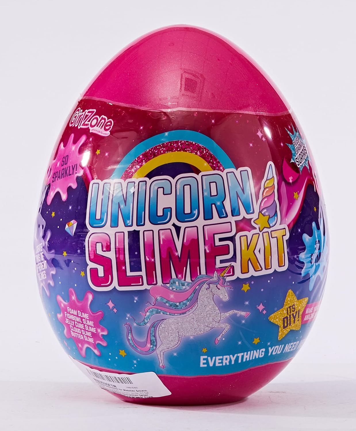 GirlZone Unicorn Egg Sparkly Surprise Slime Kit for Kids
