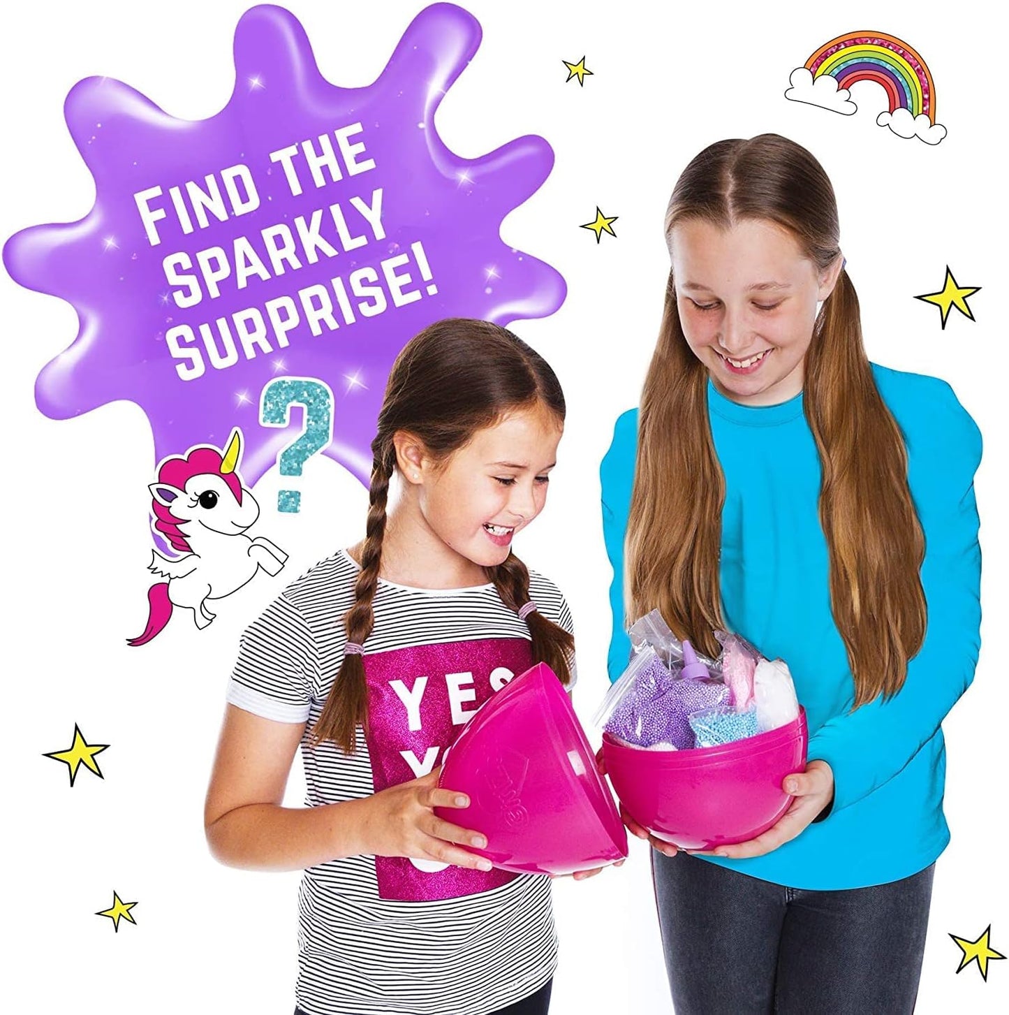 GirlZone Unicorn Egg Sparkly Surprise Slime Kit for Kids