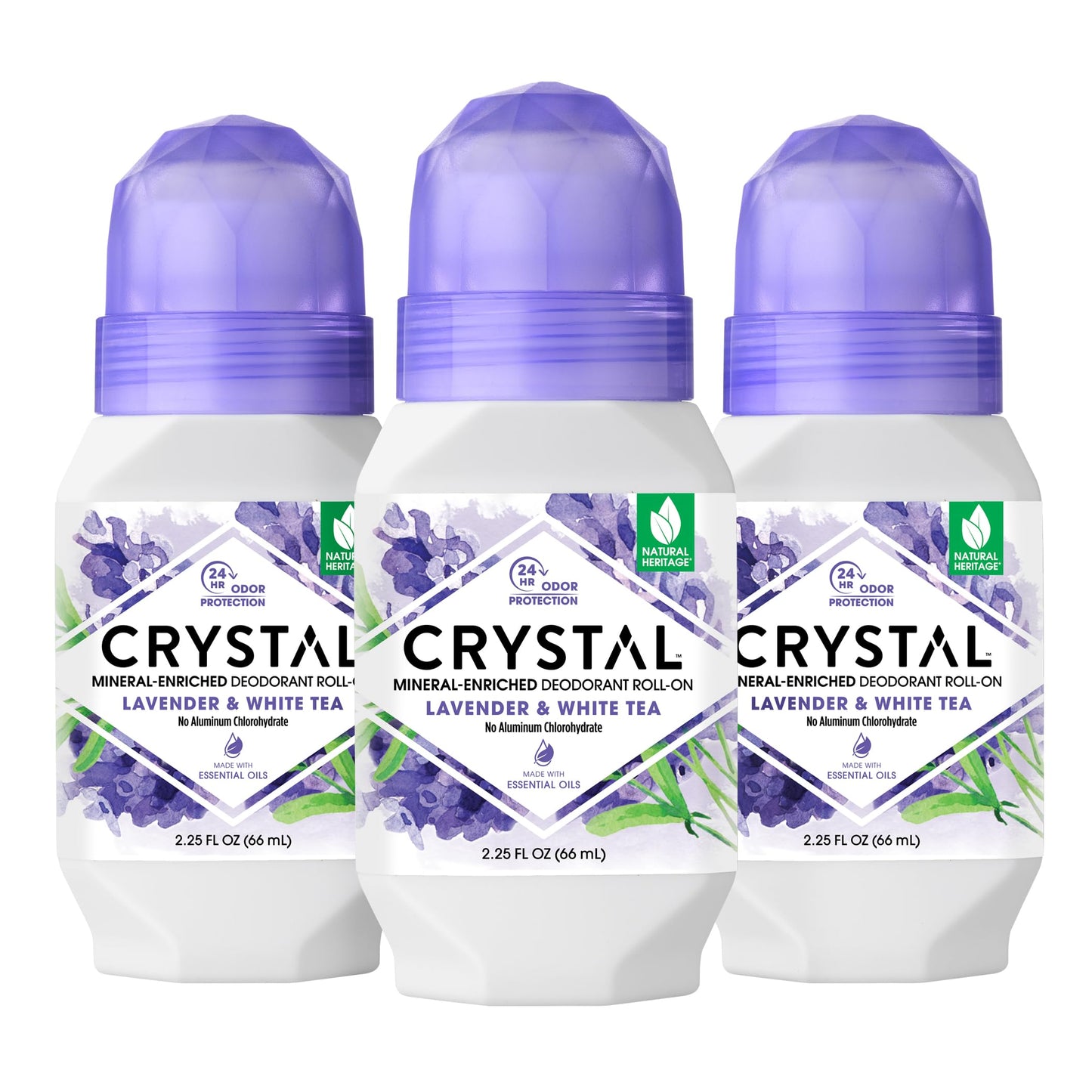 Crystal Essence Mineral Deodorant Roll-On - Lavender & Tea