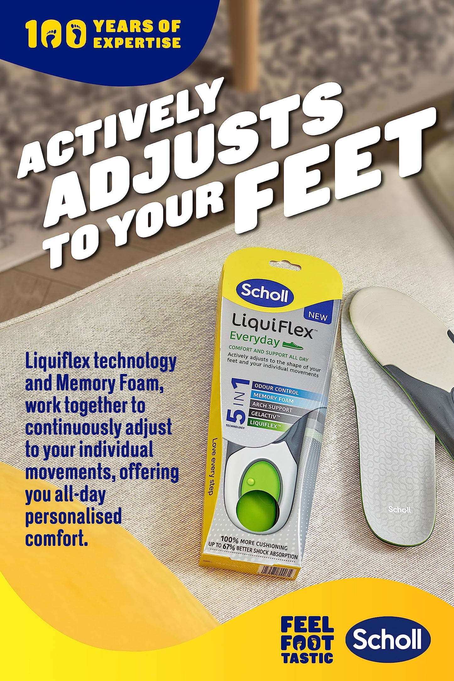 Scholl LiquiFlex Everyday Large Insoles - Comfort & Support