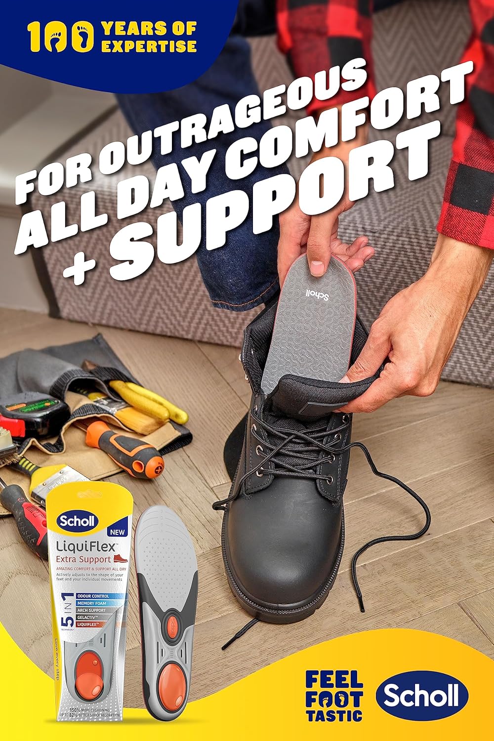 Scholl Liquiflex Work Insoles - Extra Support & Comfort