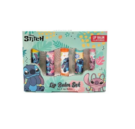 Disney Stitch Lip Balm Set - Hydrating Tropical Flavors, 5pcs