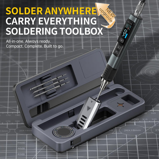 FNIRSI HS-02B 100W Portable Soldering Iron Kit with Storage Case & Accessories