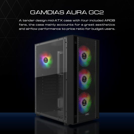 GAMDIAS ZEUS ATX Mid Tower Gaming Case 4x 120mm ARGB Fans