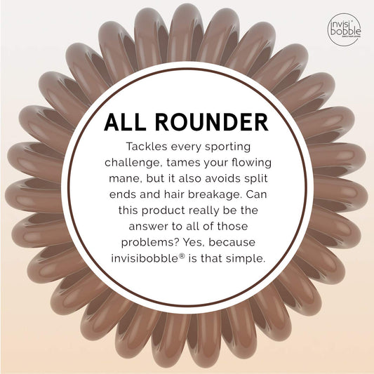 INVISIBOBBLE Power Hair Ties 3 Pack Pretzel Brown Extra Strong Grip Hair Ring