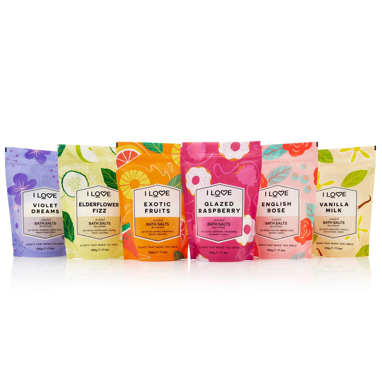 I LOVE Signature Glazed Raspberry Scented Bath Salts 500g - All Natural Ingredients