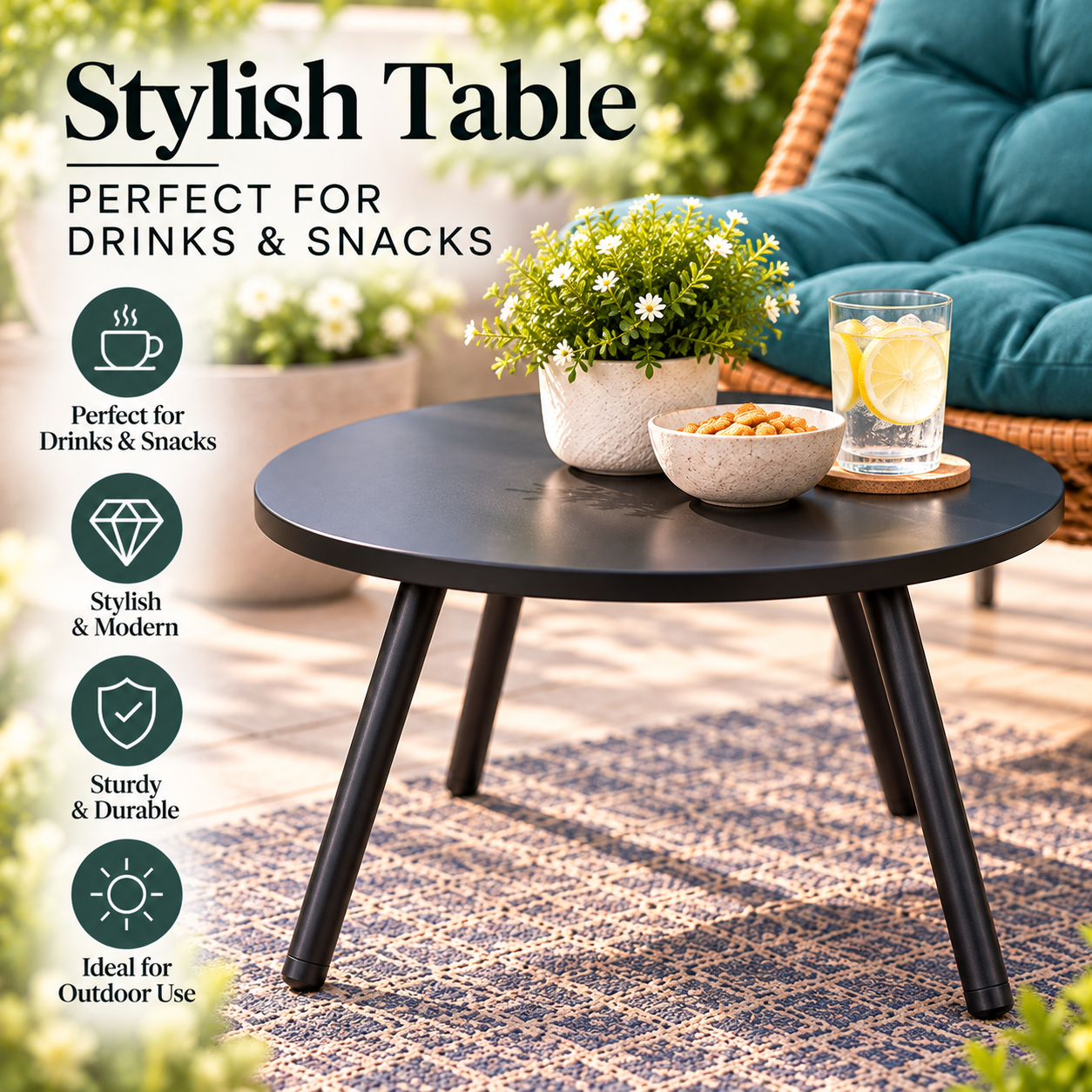 3 Piece Rattan Garden Furniture Set 3 Cushioned Sofa Chairs & Table For Patio Outdoor