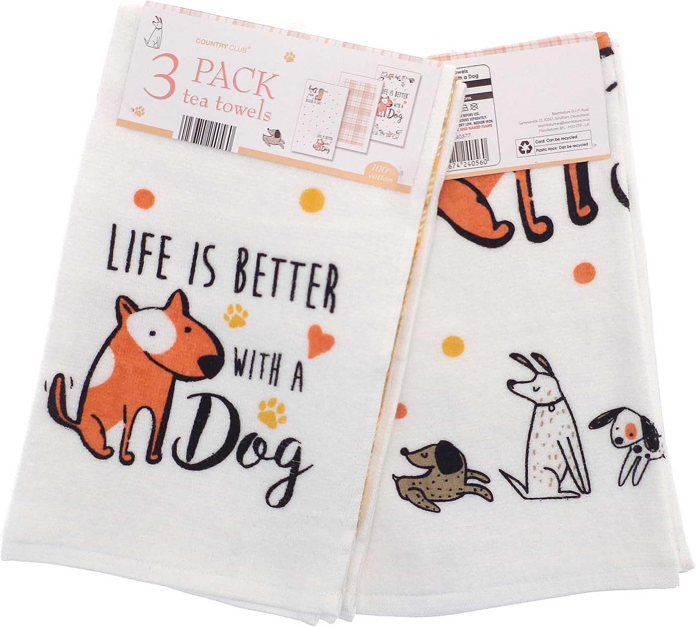 Country Club Cotton Tea Towels - Pack of 3