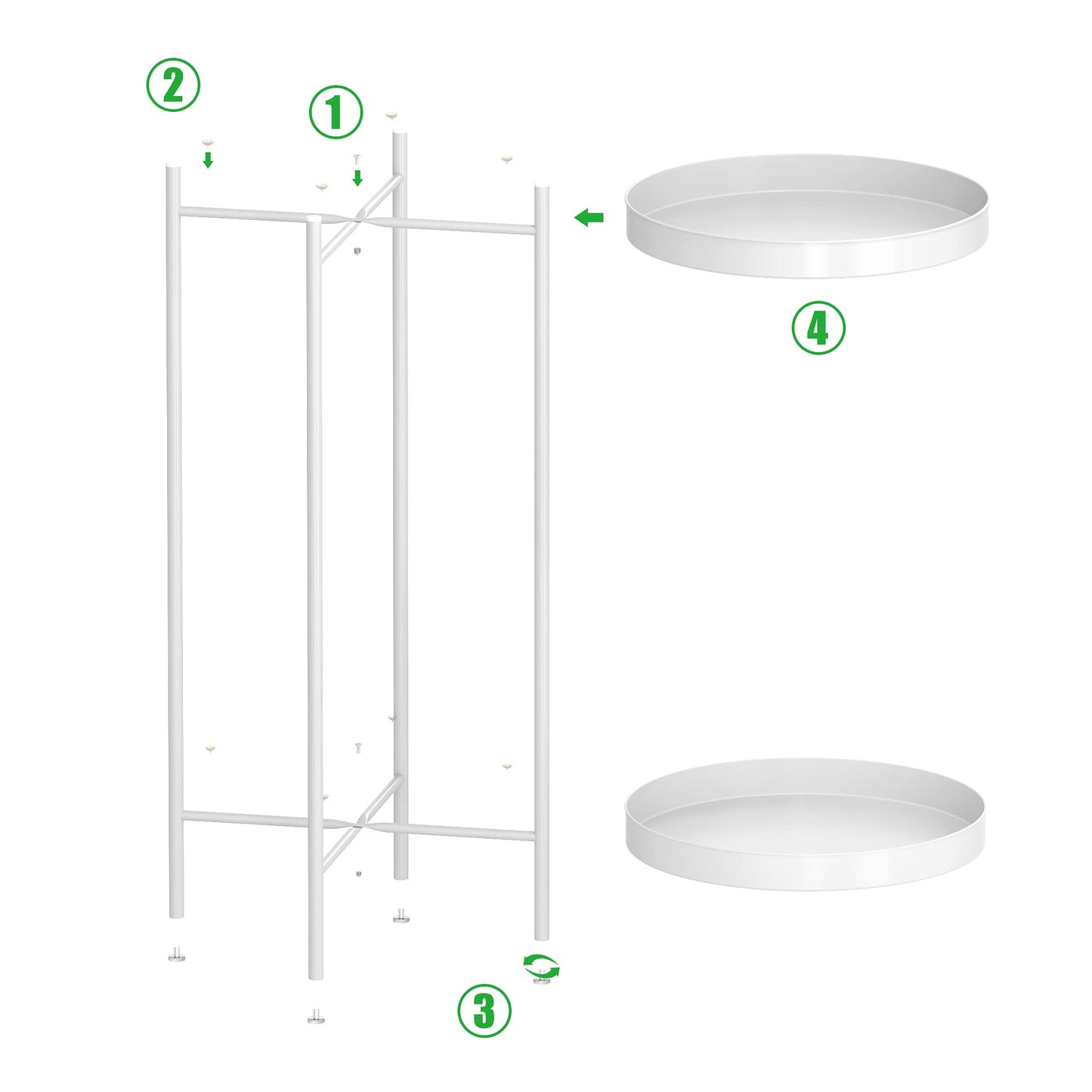 White Plant Display Stand for Indoor Outdoor - Metal Flower Pot Holder
