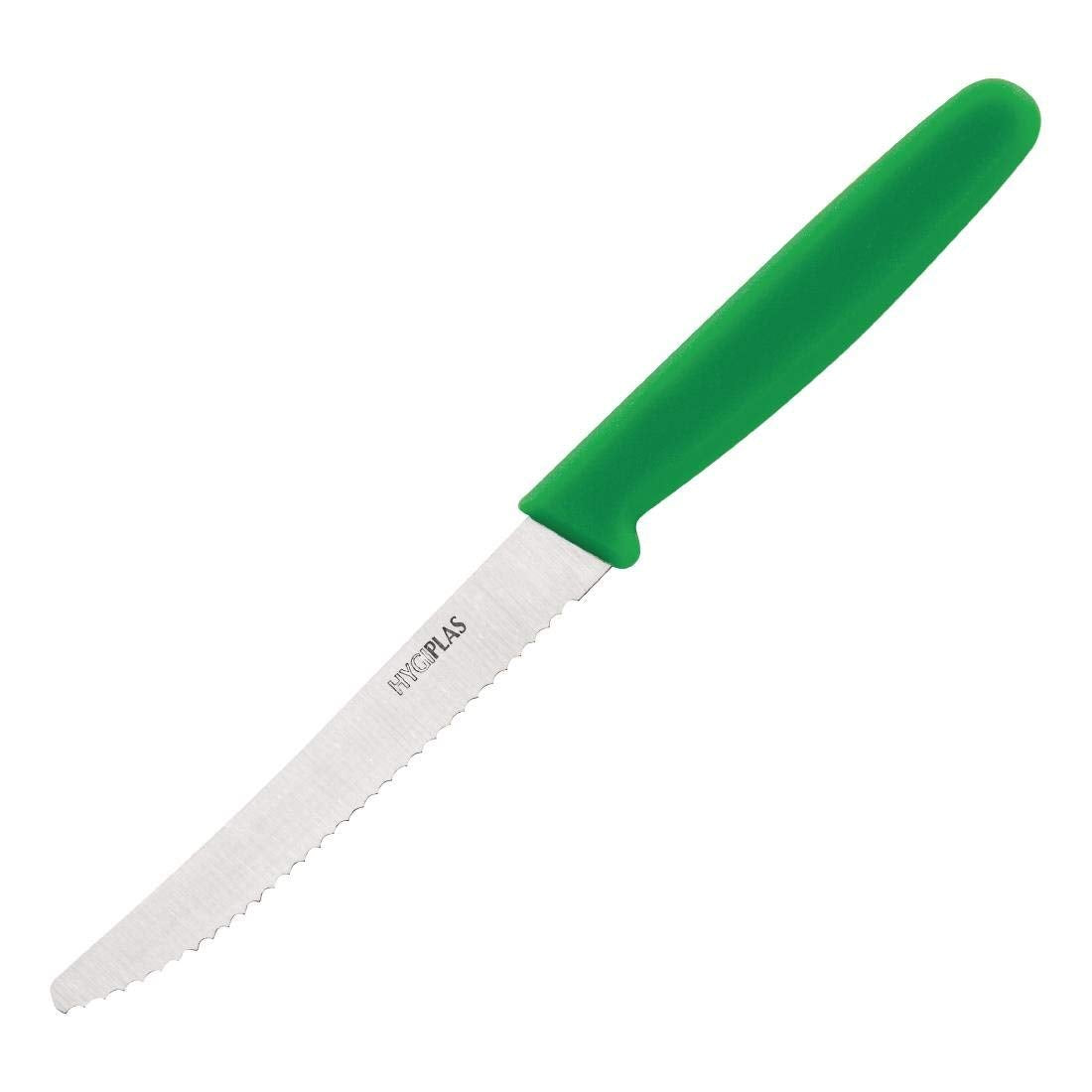 Hygiplas Serrated Tomato Knife Green - Sharp Kitchen Equipment