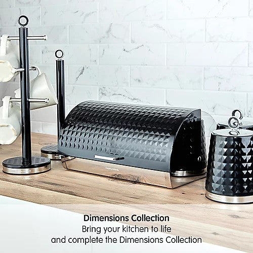 Morphy Richards 978050 Roll Top Bread Bin Stainless Steel Black