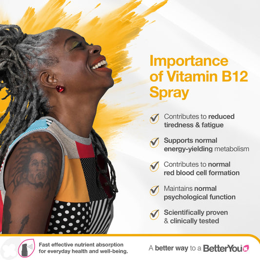 BetterYou Vitamin B12 Oral Spray 25ml - High Strength Methylcobalamin B12 Supplement