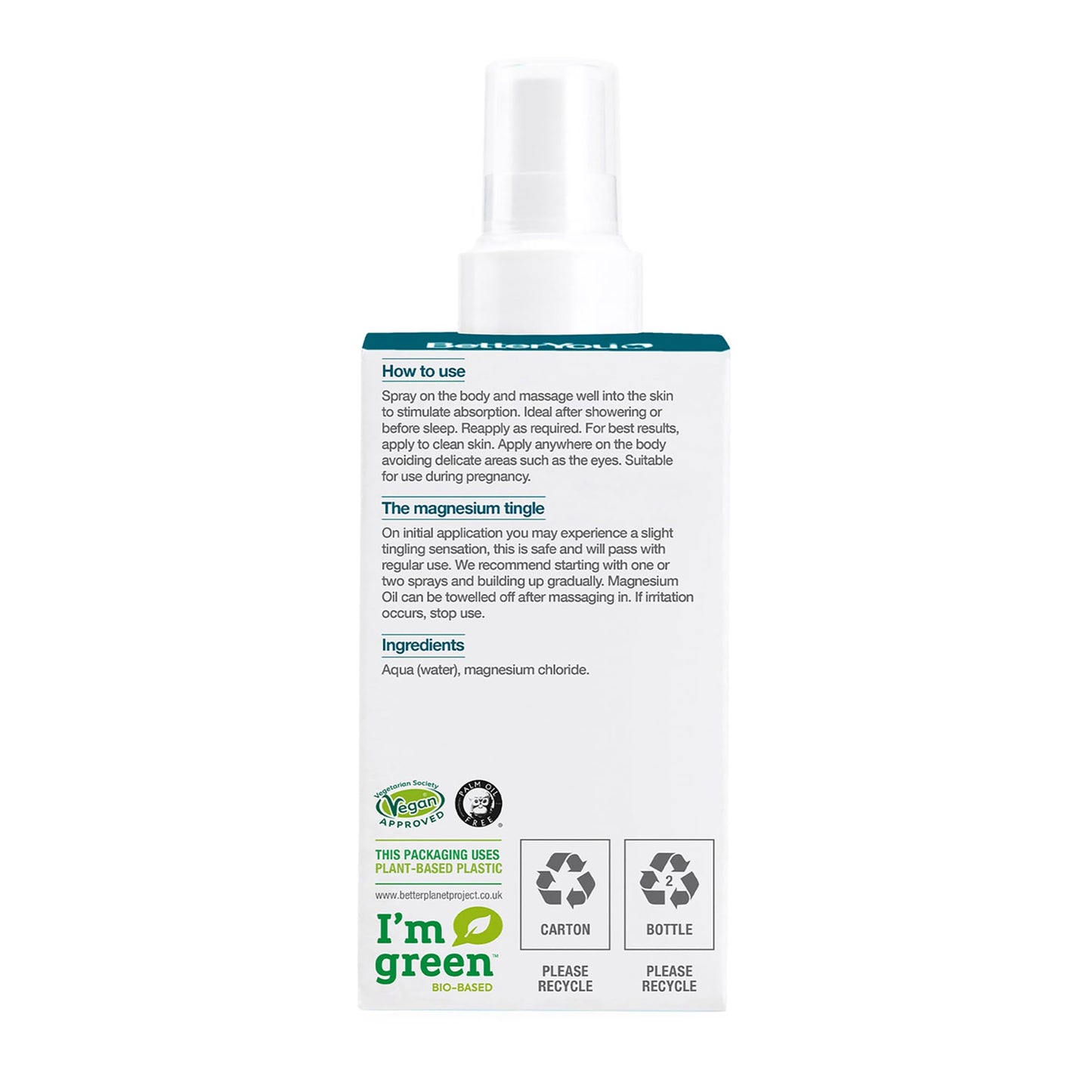 BetterYou Magnesium Oil Body Spray 100ml - High Strength Natural Magnesium Supplement
