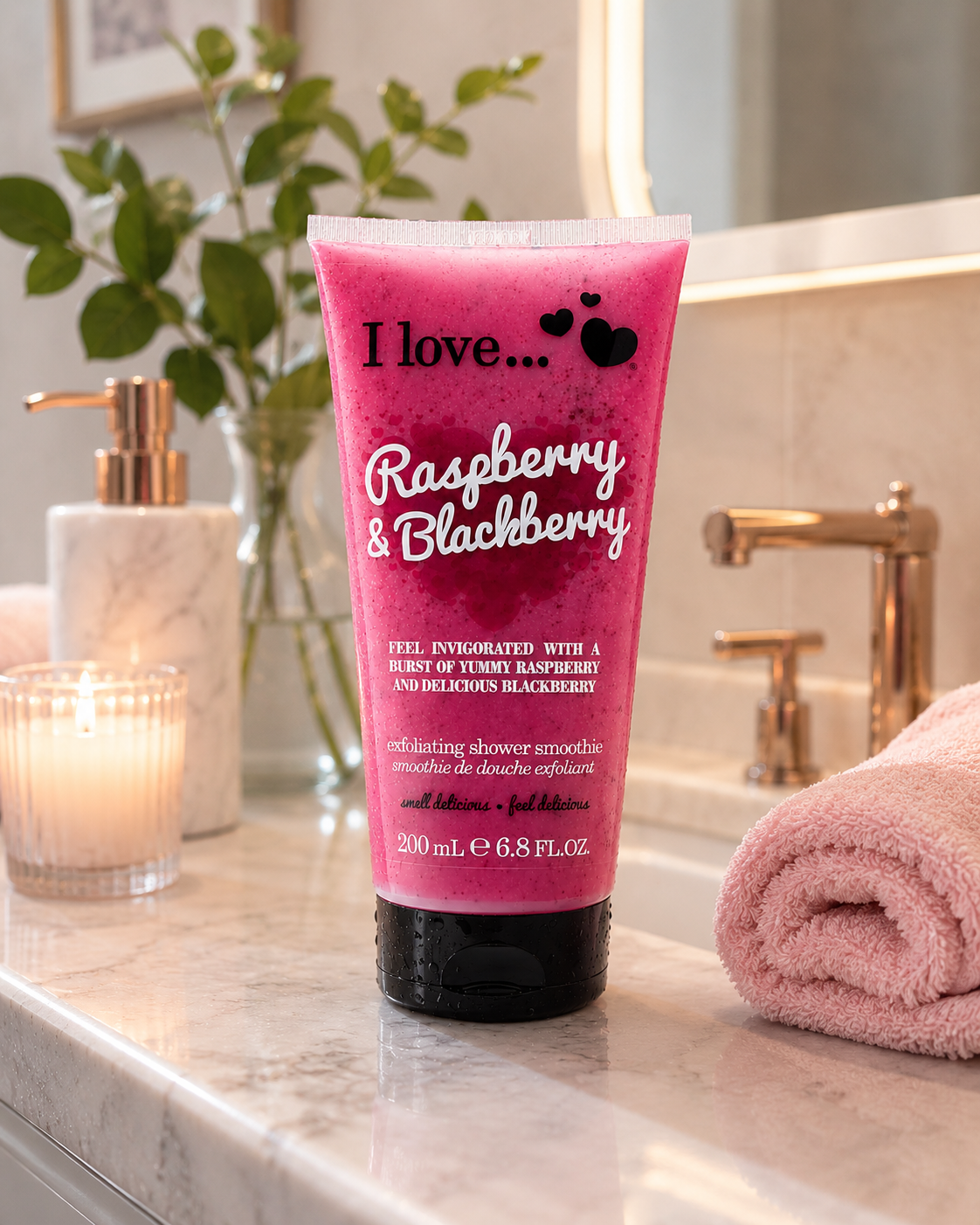 I LOVE Exfoliating Shower Smoothie Raspberry & Blackberry Fruity Body Scrub 200ml
