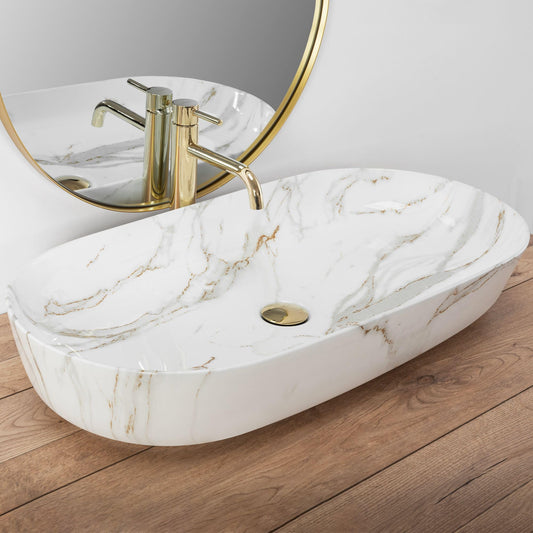 Rea Cleo 81 Ceramic Bathroom Sink - Stone Imitation Aiax Vessel
