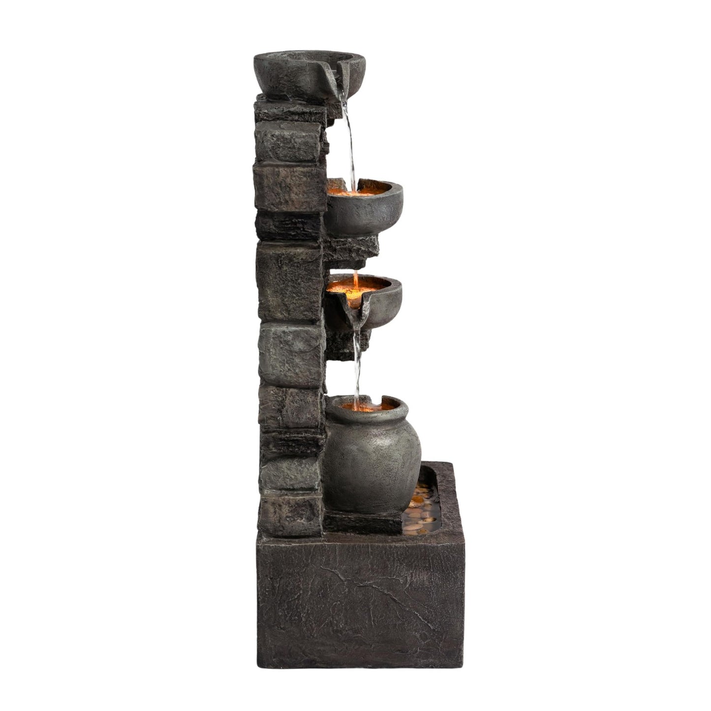 Teamson Home 72.3cm Outdoor 4-Tier Cascading Water Fountain LED Lights Gray