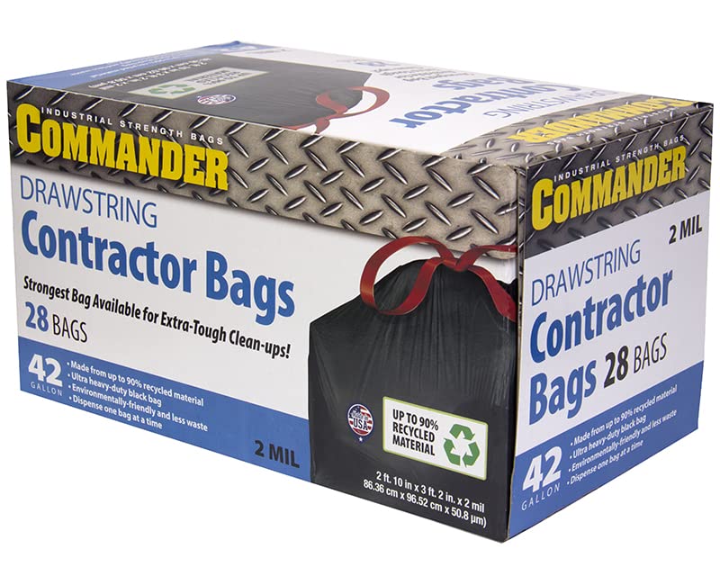 Commander 42 Gallon 2 MIL Black Heavy Duty Trash Bags Pack 28