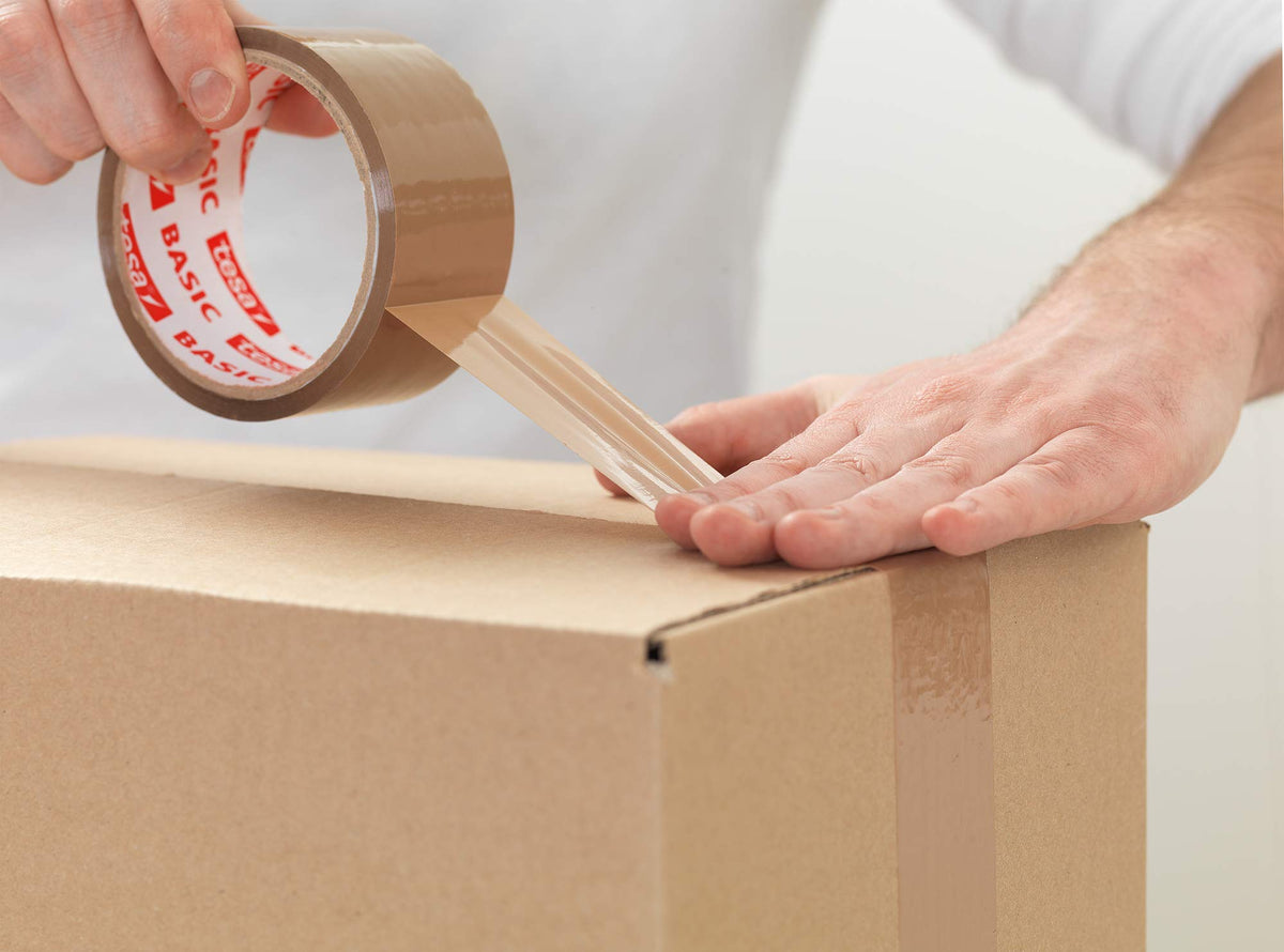tesapack Basic PP Parcel Packing Tape Brown 50m x 48mm 3 Rolls