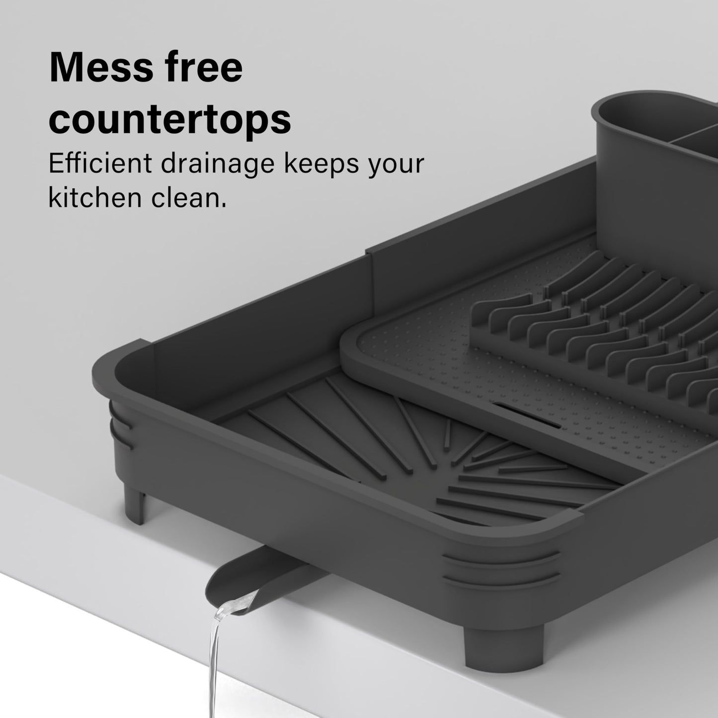 Extendable Dish Drainer Rack with Cutlery Holder in Black by Vivo, Fits all Sinks