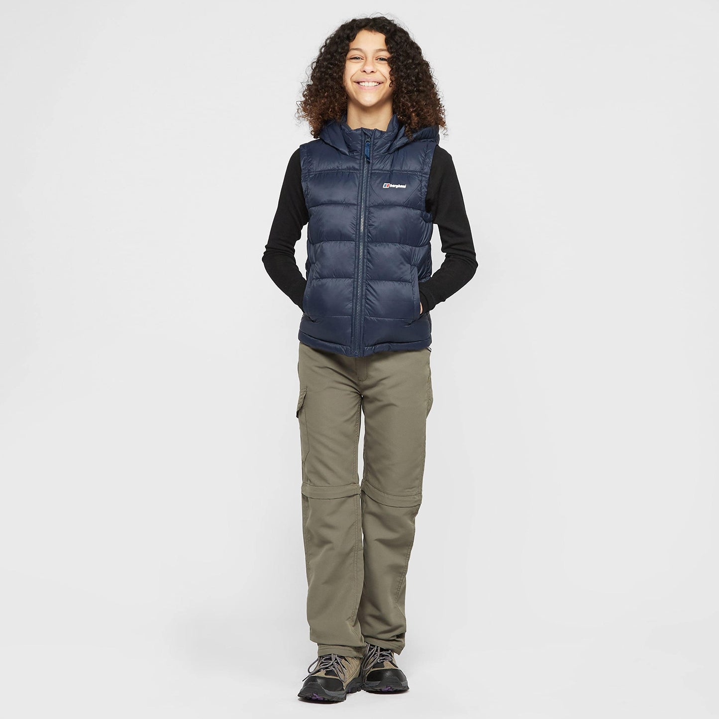 Berghaus Kid's 13yrs Burham Gilet with Hood, Water-Resistant Insulated Navy Bodywarmer