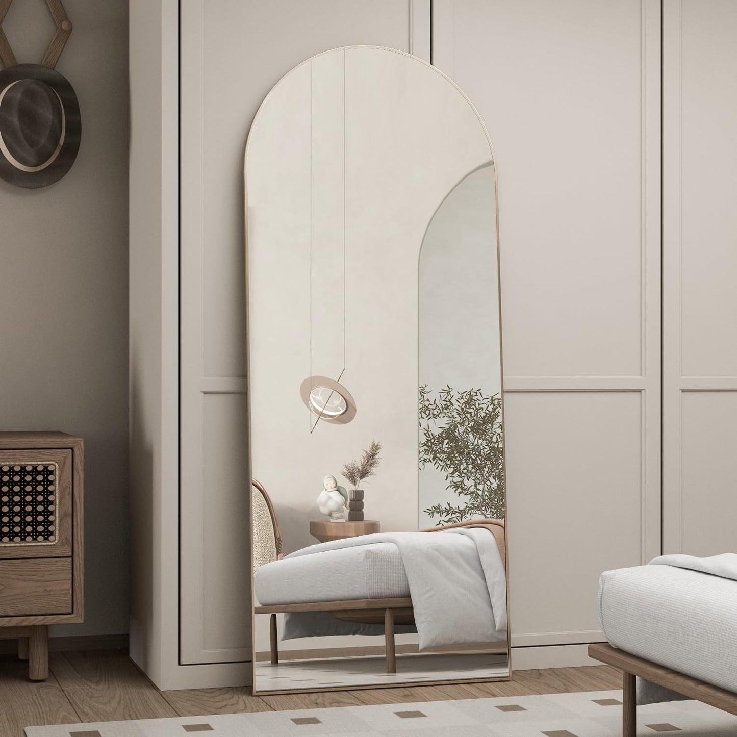 Large Gold Arch Floor Free Standing Mirror 165cm x 60cm Full Length Standing