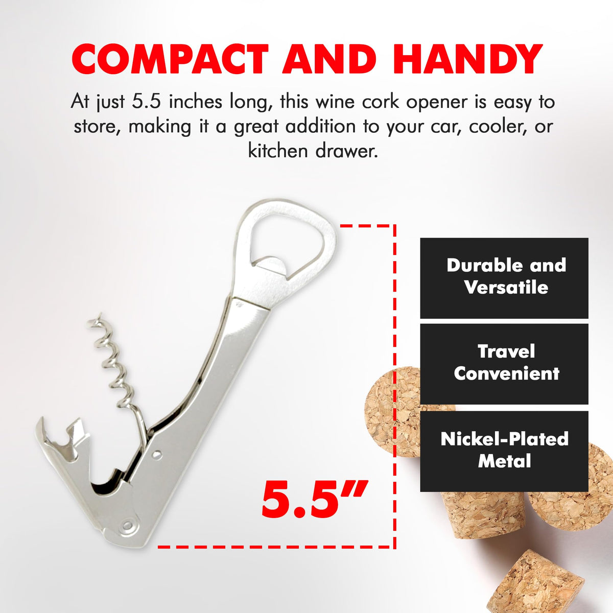 Chef Craft Corkscrew and Bottle Opener - Stainless Steel