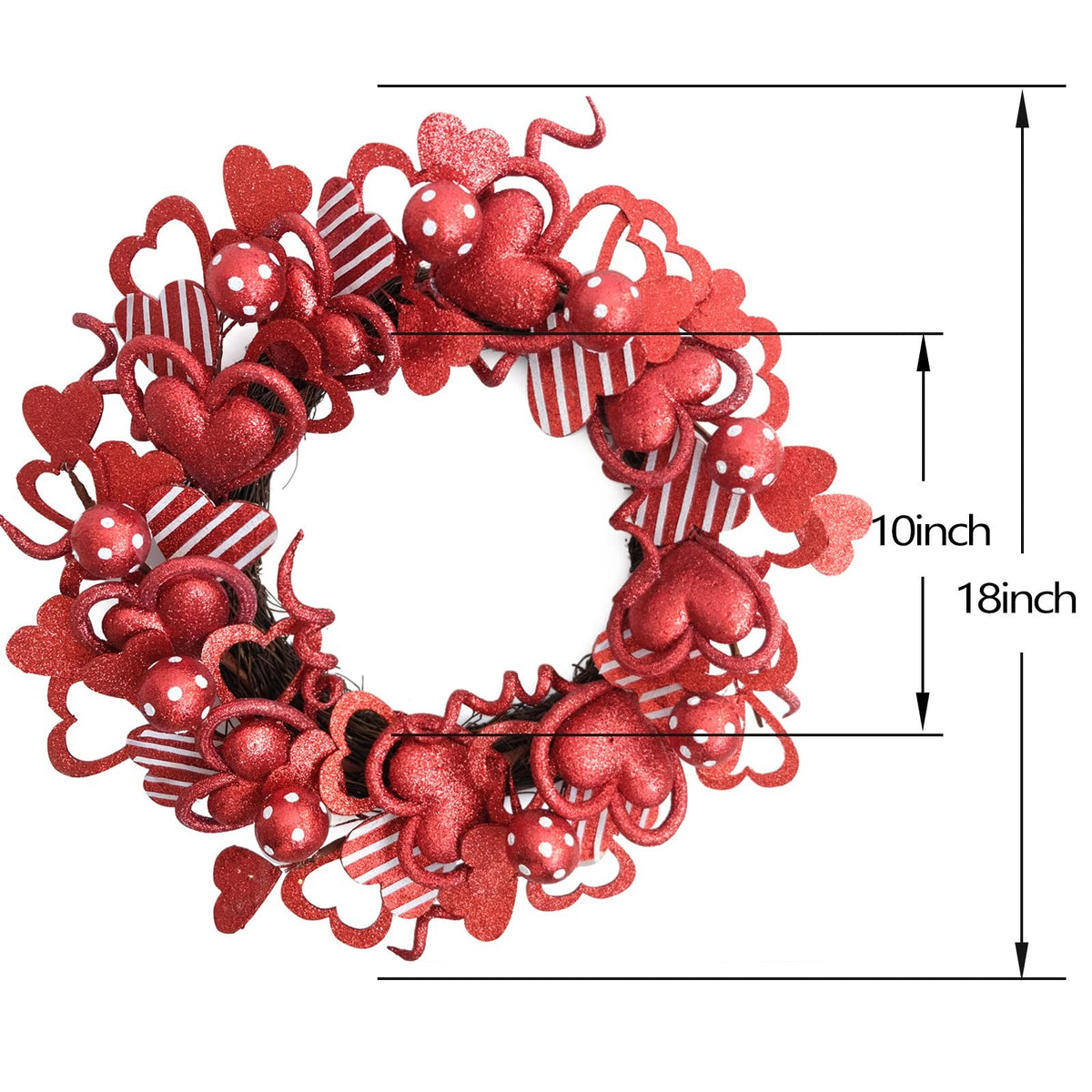 18-Inch Red Heart Wreath Front Door Decoration Valentine's Day / Christmas