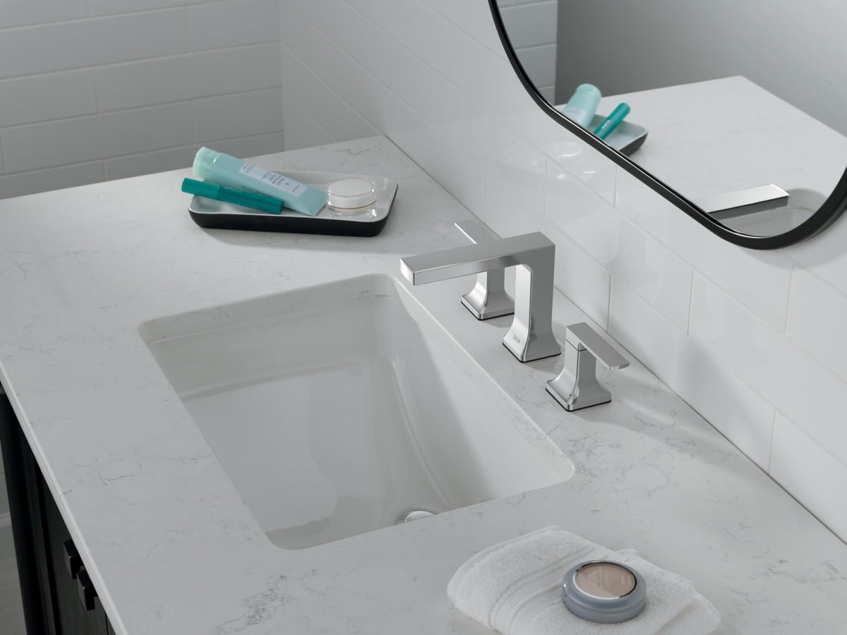 Delta Faucet Velum Widespread Chrome Bathroom Faucet 3 Hole 2 Handle Tap Set
