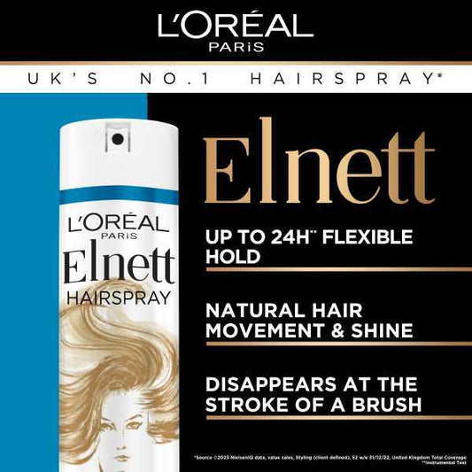 L'Oreal Elnett Flexible Hold Hairspray - Long-Lasting Shine & Hold