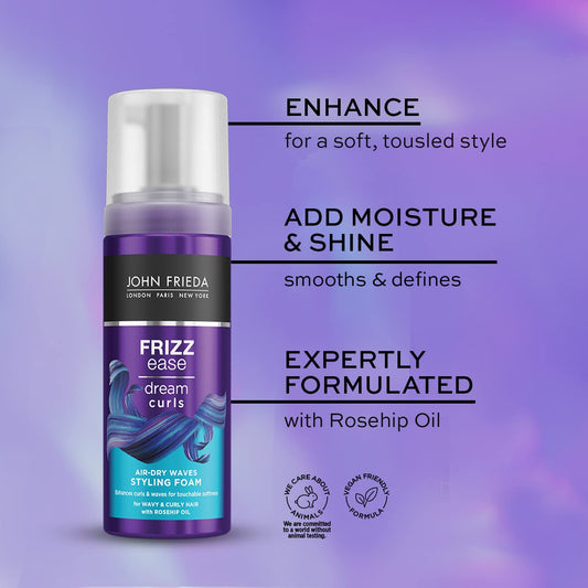John Frieda Frizz Ease Dream Curls Air Dry Waves Styling Foam 150ml x2 Pack Bundle