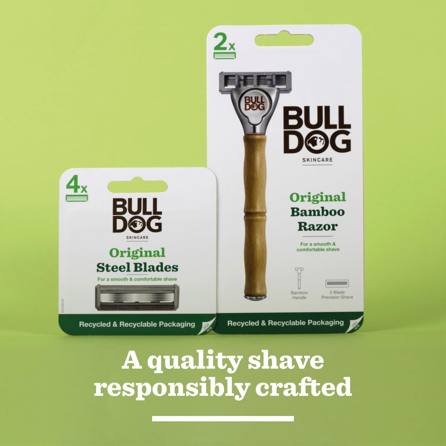 Bulldog Original Men's Razor Refills 4 Pack - 5 Tempered Steel Blades