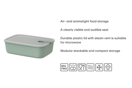 Mepal EasyClip Food Container 1500ml Airtight and Leakproof - Nordic Green Sage