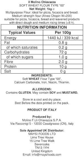 il Molino Chiavazza - Authentic Italian Soft Wheat Type ''00'' Pizza Flour 1kg