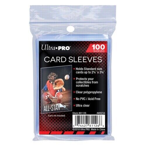 Ultra Pro 100 Soft Sleeves/Penny Sleeve for Baseball Cards & Other Sports Cards