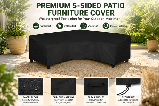 Black V-Shaped Sectional Sofa Cover Waterproof Heavy Duty 100"x100"